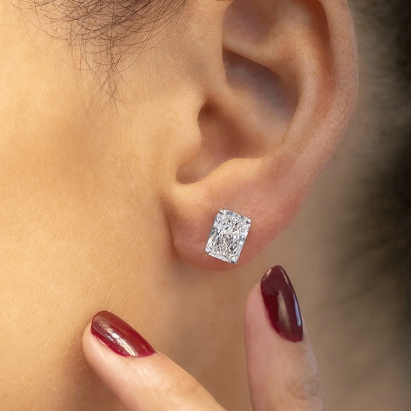 4ct Radiant Cut Earrings - Picture 4 of 12